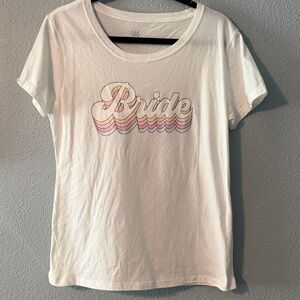 White 'Bride' Graphic Short Sleeve Tee